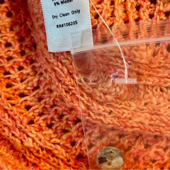 🏷️Sundance Leiela Pointelle Cardigan Sweater Coral Pink Cotton Modal Large 🏷️ - Picture 9 of 9